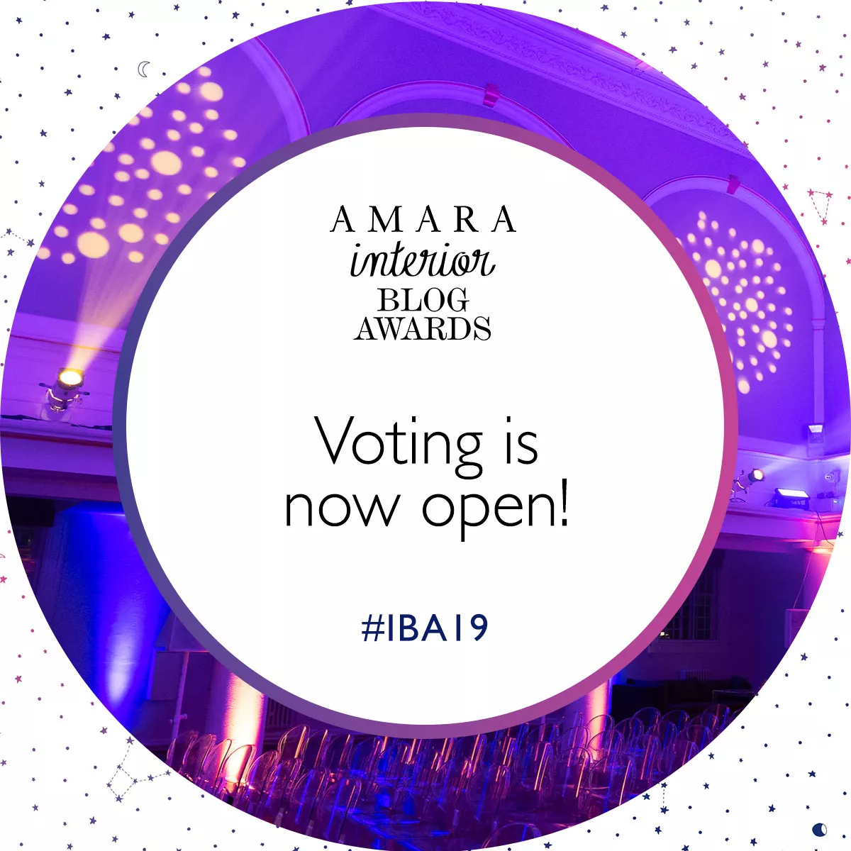 The Amara interiors blog awards voting banner 2019.