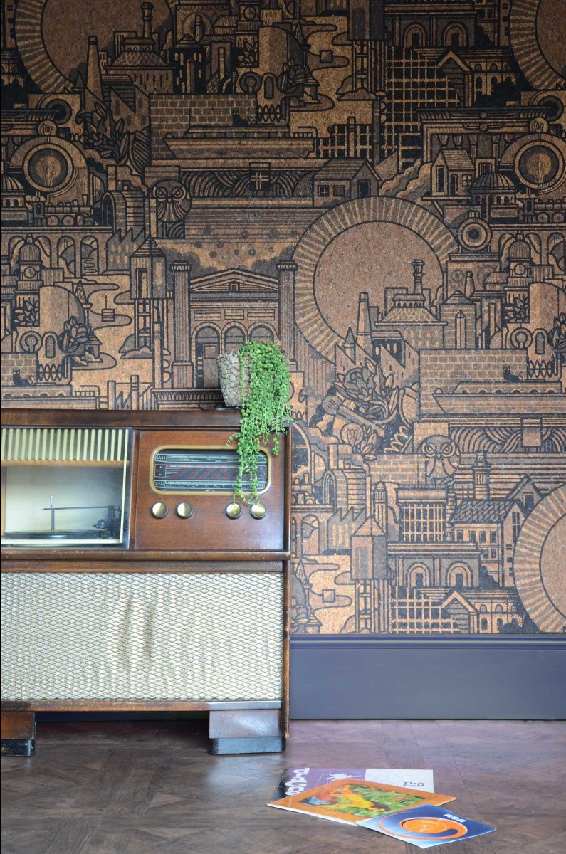 A photo of the wallpaper made from cork, By Monkey Puzzle Tree