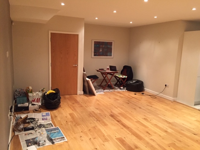 A photo of the client's living room just after they moved in