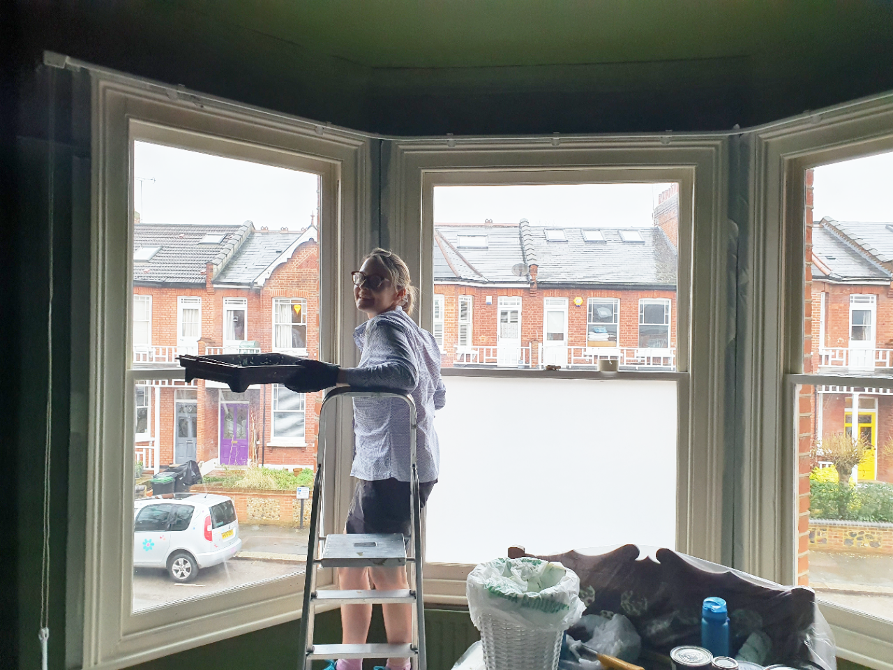 A photo of one of the clients decorating.