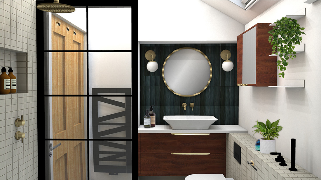 A computer generated image of a recent bathroom design I produced.